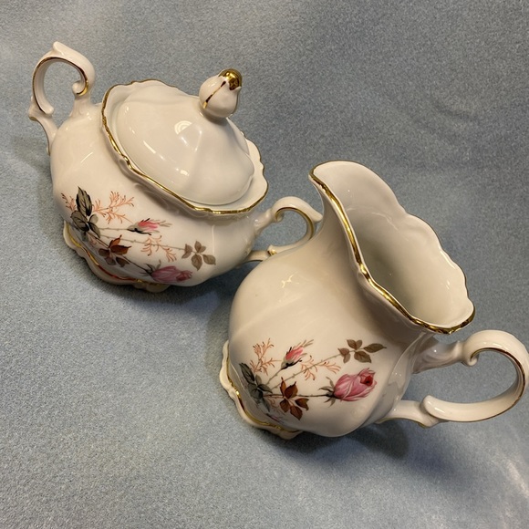 PinkRose Mitterteich Bavaria Germany Creamer and Lidded Sugar Bowl set - Picture 9 of 15
